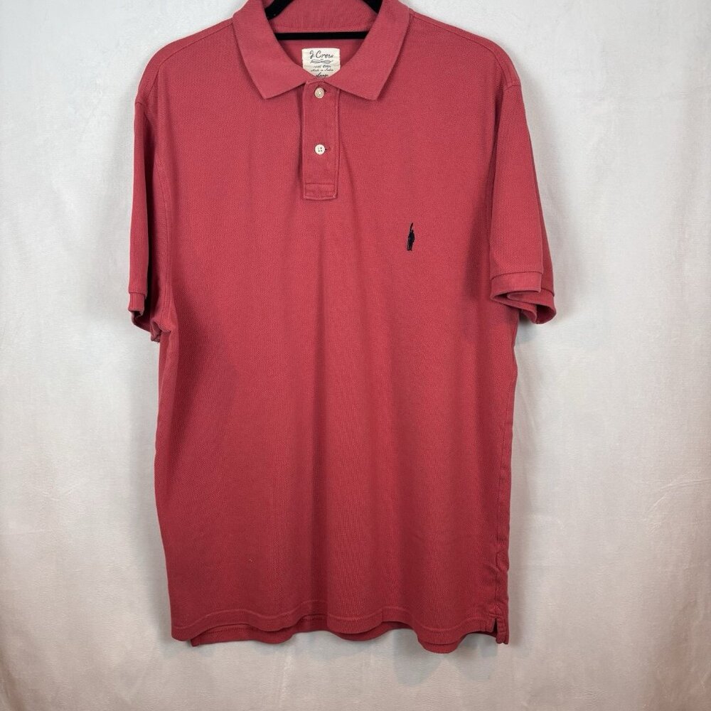 J.Crew mens Pink Shirt Sleeve Polo Shirt Size Large 100% Cotton Classic Colorful